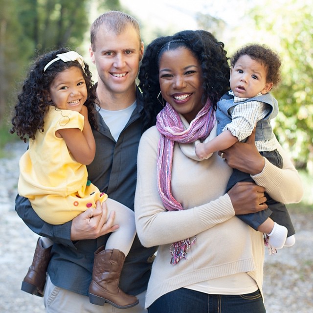 Image courtesy Jennifer Borget via Flickr. Image of an interracial family consisting of a White man, a Black woman, and a pre-school aged daughter and a baby