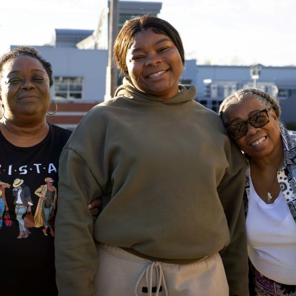 Black women smiling